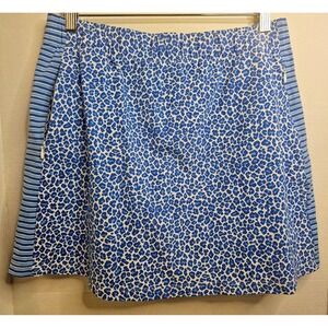 J.McLaughlin Skort Women's SZ‎ L Blue Leopard Print Striped Golf Athletic